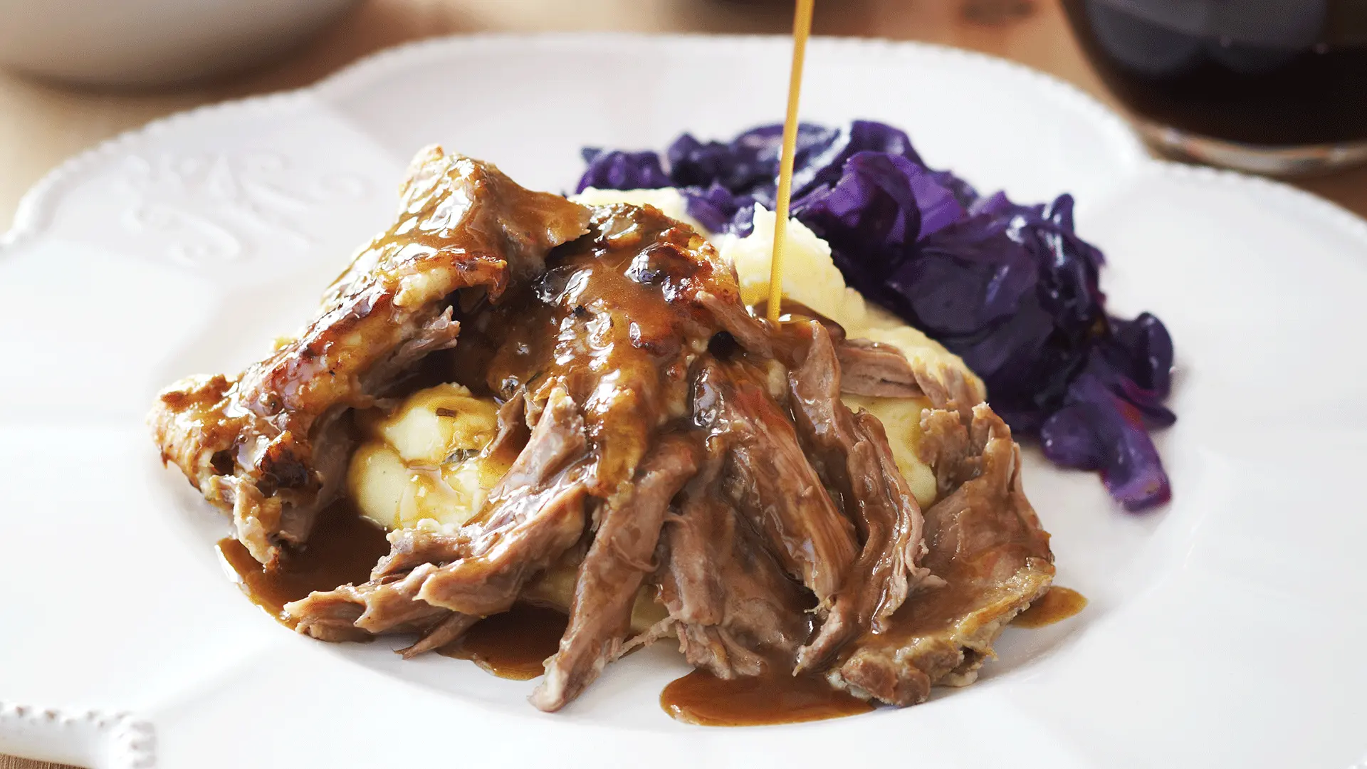 slow cooked pulled lamb on plate